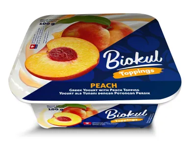 YOGURT GREEK WITH TOPPING PEACH 100G